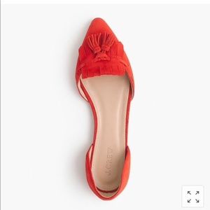 J.Crew Red Suede D'Orsay Tassel Flats